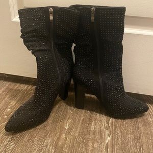 Black Rhinestone Boots